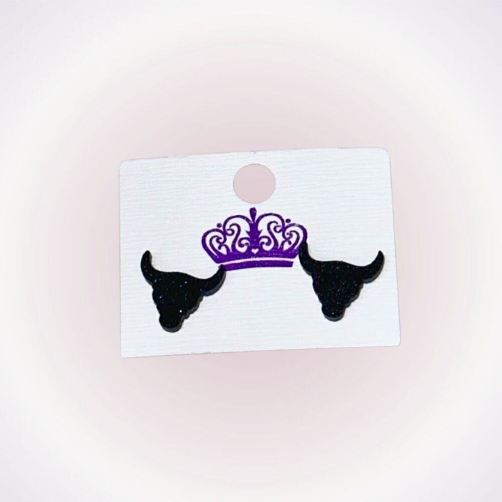 Black Glitter Bull Stud Earrings | Sz OS, NWT
